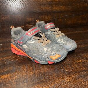 Skechers Kids Gray and Orange Sneakers